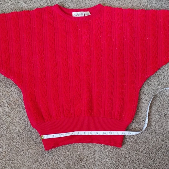 Classic red vintage chenille gold tinsel sweater - Picture 7 of 11